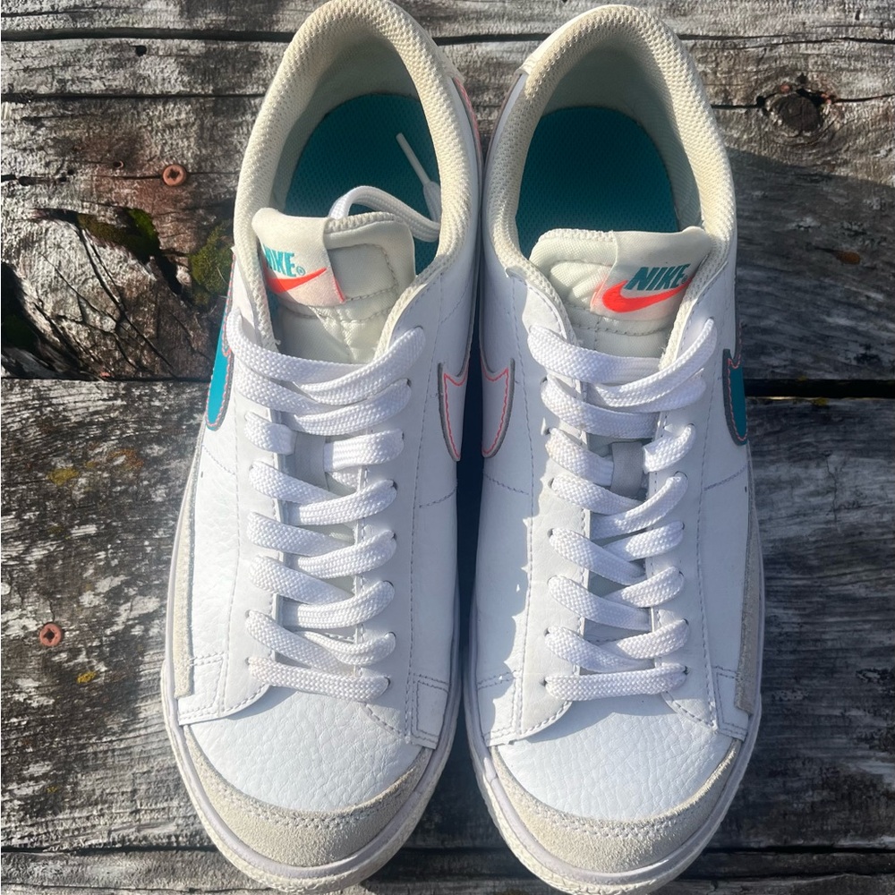Nike Youth White and Teal Sneakers
